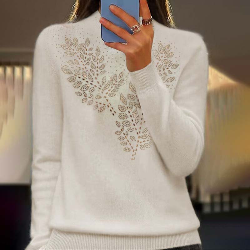 Suéter De Tricot Con Motivo De Hojas