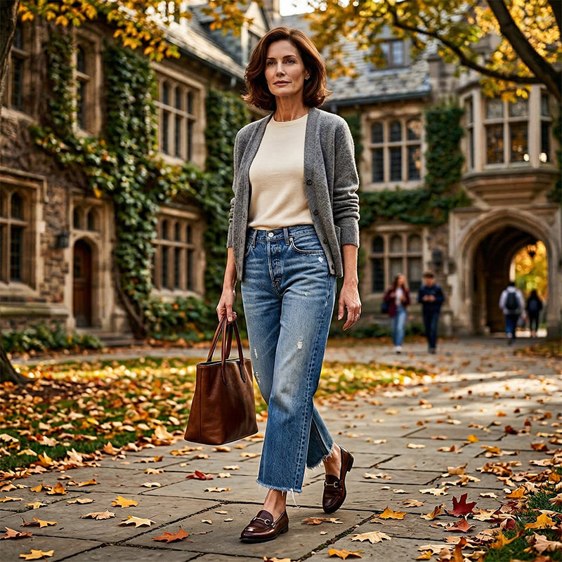 Jeans Rectos Cortos Retro para Damas