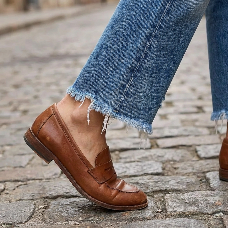 Jeans Rectos Cortos Retro para Damas